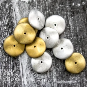 12mm matte california silver Czech ripple beads round textured silver gray glass beads