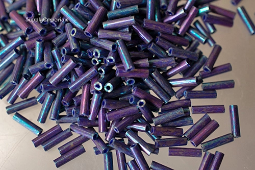 6mm Eggplant Luster Miyuki Bugle Bead - Quantity: 10 grams - 694 - Image 2
