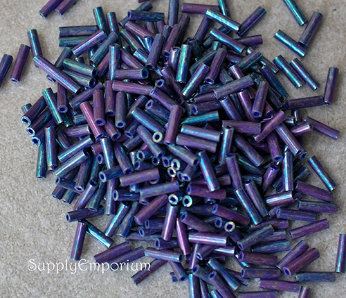 6mm Eggplant Luster Miyuki Bugle Bead - Quantity: 10 grams - 694
