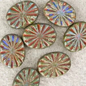 18x14mm cobalt Picasso Czech oval beads blue textured glass beads