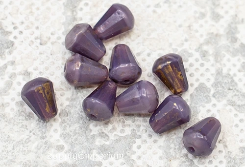 8x6mm Purple Silk Ant Gold Czech Drop - 10 pieces - 7188 - Image 3