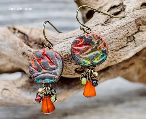 8x6mm Purple Silk Ant Gold Czech Drop - 10 pieces - 7188 - Image 4