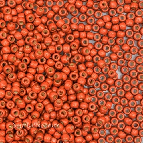 8/0 PermaFinish Matte Galvanized Saffron Toho Seed Bead - Quantity: 10 grams - 733