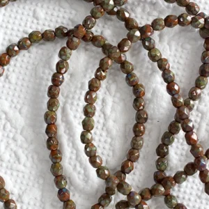 3mm picasso umber czech fire polish beads