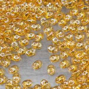 2x5mm CzechMates SuperDuo Topaz White Luster 2-Hole Czech Glass Beads
