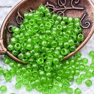 11/0 toho seed beads sueded gold transparent peridot