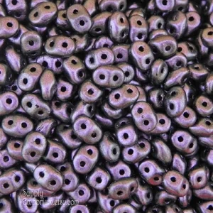 2.5x5mm czech superduo 2 hole beads polychrome black currant