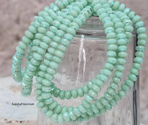 2x3mm Mint AB Czech Rondelle - 50 pieces - 2552R - Image 4