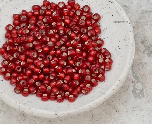11/0 Frosted Ruby Silver Lined Toho Seed Bead - Quantity: 10 grams - 2749