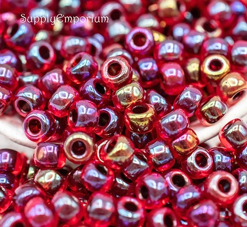 6/0 Garnet Lined Ruby AB Miyuki Seed Bead - Quantity: 15 grams - 2795R - Image 4