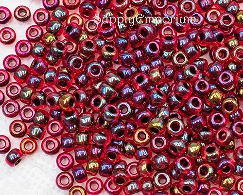 6/0 Garnet Lined Ruby AB Miyuki Seed Bead - Quantity: 15 grams - 2795R - Image 2