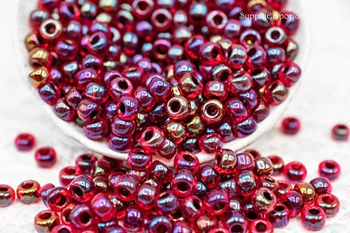 6/0 Garnet Lined Ruby AB Miyuki Seed Bead - Quantity: 15 grams - 2795R