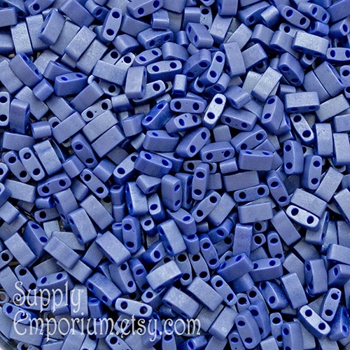 2.3x5mm Miyuki Half Tila Matte Opaque Cobalt Luster 2-hole glass beads