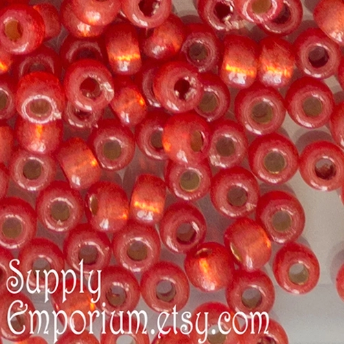 8/0 Duracoat Silver Lined Dyed Persimmon Miyuki Seed Bead - Quantity: 15 grams - 3327