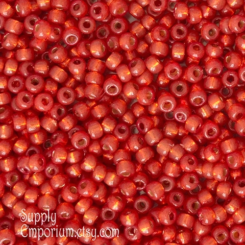 8/0 Duracoat Silver Lined Dyed Persimmon Miyuki Seed Bead - Quantity: 15 grams - 3327 - Image 2