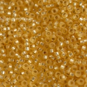 15/0 miyuki seed beads matte silver lined gold