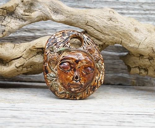 Polymer Clay Nature Nymph Face Pendant, 1 Piece, CLAY 3677 - Image 4