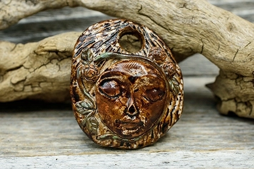 Polymer Clay Nature Nymph Face Pendant, 1 Piece, CLAY 3677 - Image 2