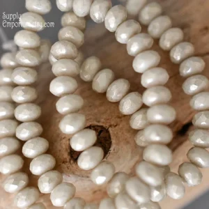 5x3mm Czech rondelle beads in Ivory Mercury glass beads