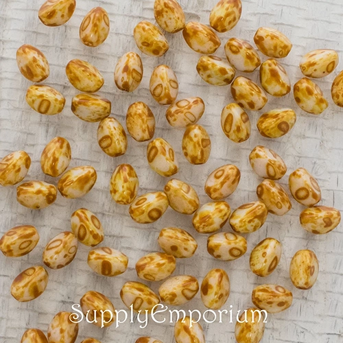 5x3mm Chalk White Dark Travertin Czech Pinch Bead - 5 grams - 3861 - Image 2