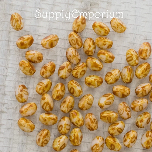 5x3mm Chalk White Dark Travertin Czech Pinch Bead - 5 grams - 3861 - Image 3