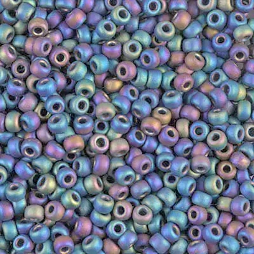 8/0 Matte Black AB Miyuki Seed Bead - Quantity: 15 grams - 5217