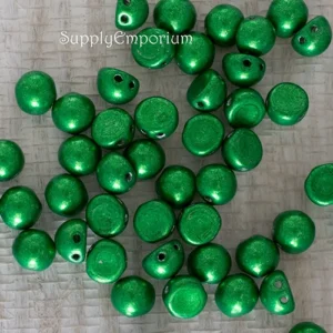 7mm saturated metallic kale Czech 2 hole cabochon beads 25 pieces