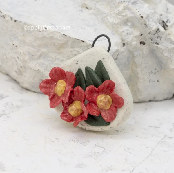 Polymer Clay Flower Pendant, 1 Piece, CLAY 5272 - Image 3
