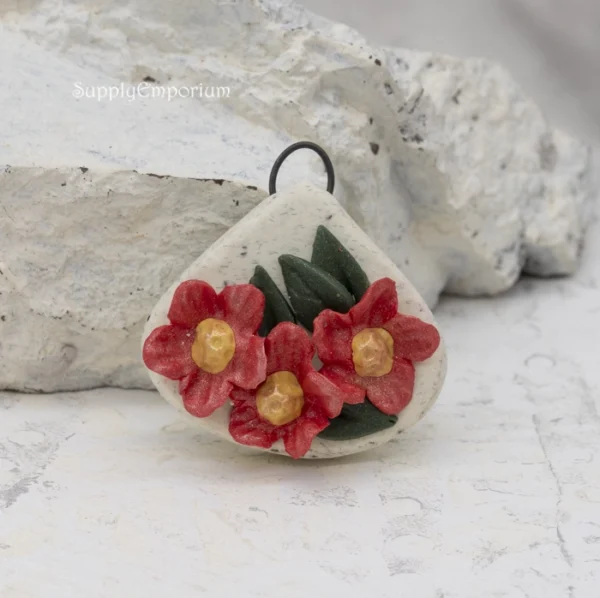 Polymer Clay Flower Pendant, 1 Piece, CLAY 5272