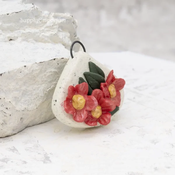 Polymer Clay Flower Pendant, 1 Piece, CLAY 5272 - Image 2