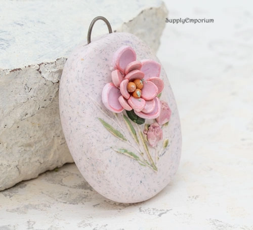 Polymer Clay Flower Bouquet Pendant, 1 Piece, CLAY 5285 - Image 3