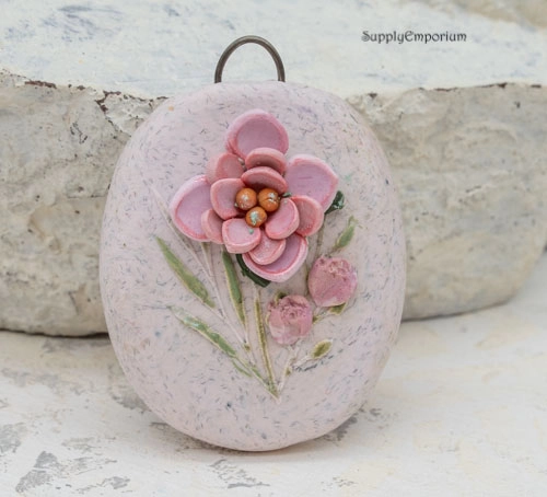 Polymer Clay Flower Bouquet Pendant, 1 Piece, CLAY 5285