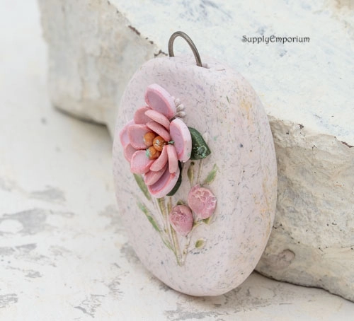 Polymer Clay Flower Bouquet Pendant, 1 Piece, CLAY 5285 - Image 2
