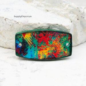 handmade polymer clay 2-hole connector pendant with image transfer design