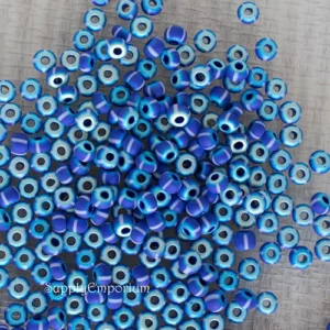 4/0 czech aged blue white stripe full ab seed beads