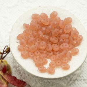 2x5mm czech superduo beads matte milky pink