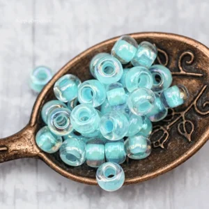 6/0 Miyuki seed beads aqua lined crystal AB 15 grams