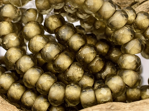 6x9mm Gold Lined Matte Brass Czech Roller Bead - 12 pieces - 7323ROC26 - Image 3