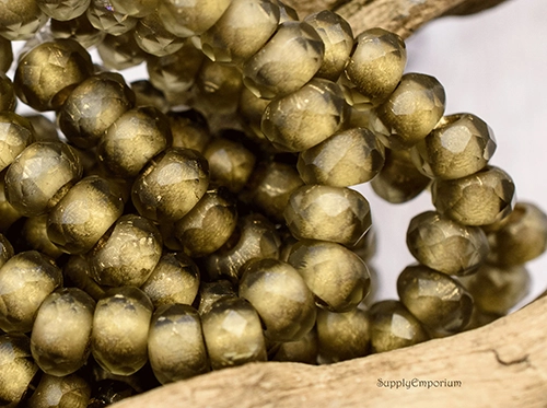 6x9mm Gold Lined Matte Brass Czech Roller Bead - 12 pieces - 7323ROC26 - Image 2