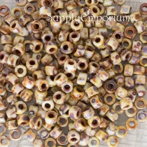 7/0 opaque white picasso matubo czech seed beads