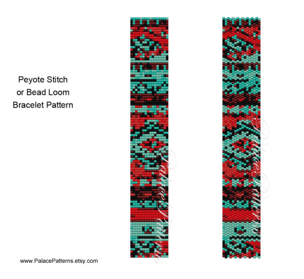 Beading Pattern - Bead Loom and Peyote Bracelet Pattern - Tribal 9