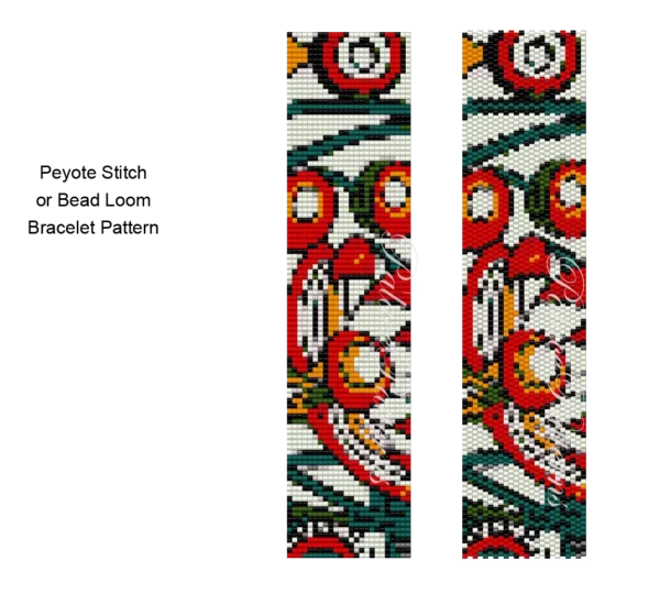 Delica Peyote and Bead Loom Bracelet Pattern, Folk Flower1
