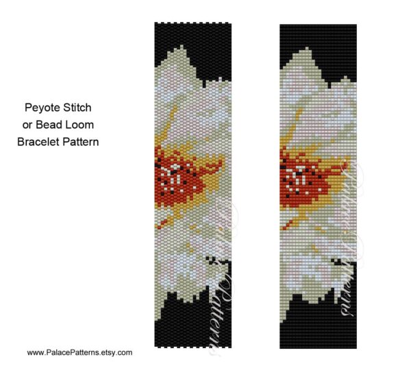 Delica Bead Peyote Stitch or Bead Loom Bracelet Pattern, Bead Loom Pattern - Bead Weaving Pattern - PP206 - Flower - Peyote Bracelet Pattern