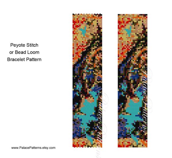 Stormy Night Van Gogh Inspired Bracelet Pattern - Peyote Stitch or Bead Loom Bracelet Pattern