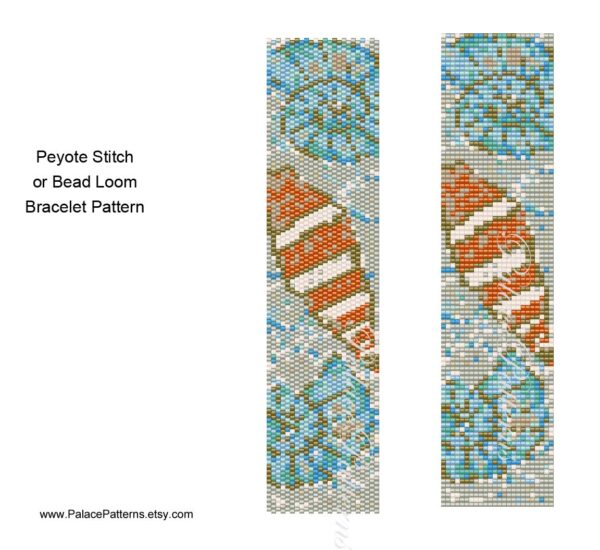 Bead Loom and Peyote Stitch Bracelet Pattern - Sea Shells on the Beach