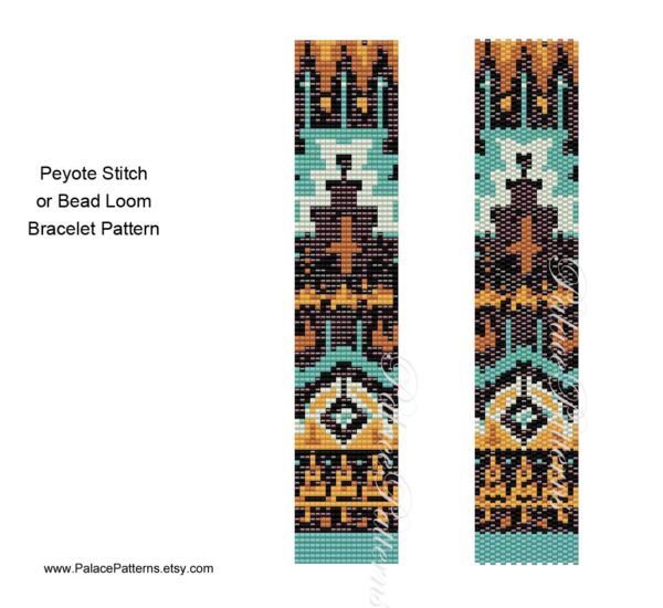 Delica Bead Bracelet Pattern, Bead Loom and Peyote Stitch Bracelet Pattern - Tribal Bracelet Pattern 33 - Tribal33 Delica Bead Pattern