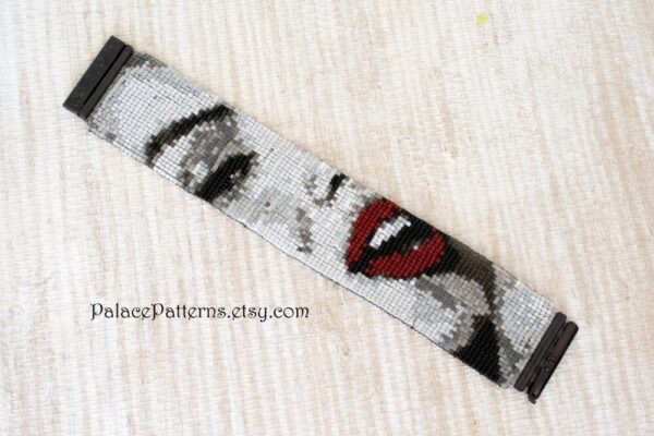 Pattern for Marilyn Red Lips Bracelet Peyote Stitch or Bead Loom , Delica Bead Bracelet Pattern, Marilyn Monroe Red Lips - Image 2