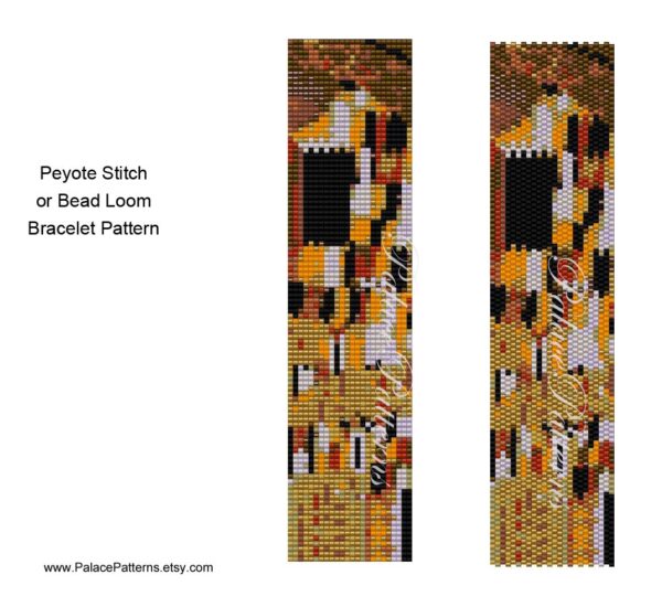 Delica Klimt Inspired Bracelet Pattern - Bead Loom Weaving or Peyote Stitch Bracelet Pattern  - Klimt 6A
