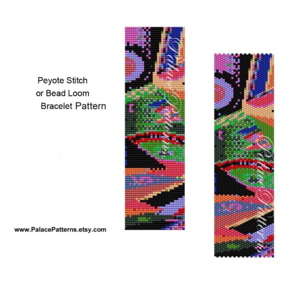Freeform Geometric Bead Loom and Peyote Stitch Weaving Bracelet Pattern - Delica Bead Bracelet Pattern for Loom and Peyote