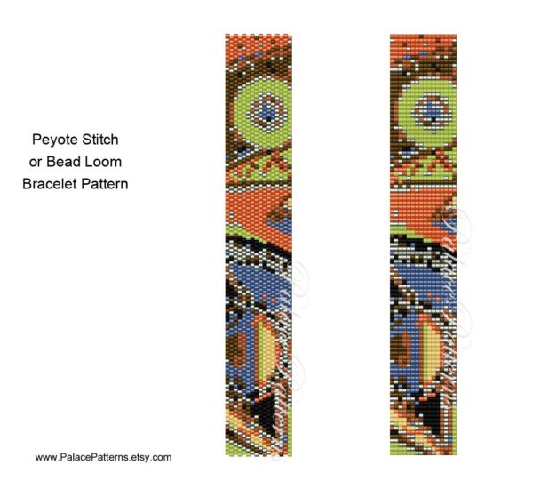 Peyote Stitch or Bead Loom Bracelet Pattern - PP420 Abstract Bracelet Beading Pattern, Delica Bead Bracelet Pattern